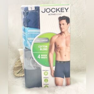 New with tag JOCKEY ACTIVE BLEND COTTON BLEND BOXER BRIEFS 4PK  3 Solid,1 Stripe
